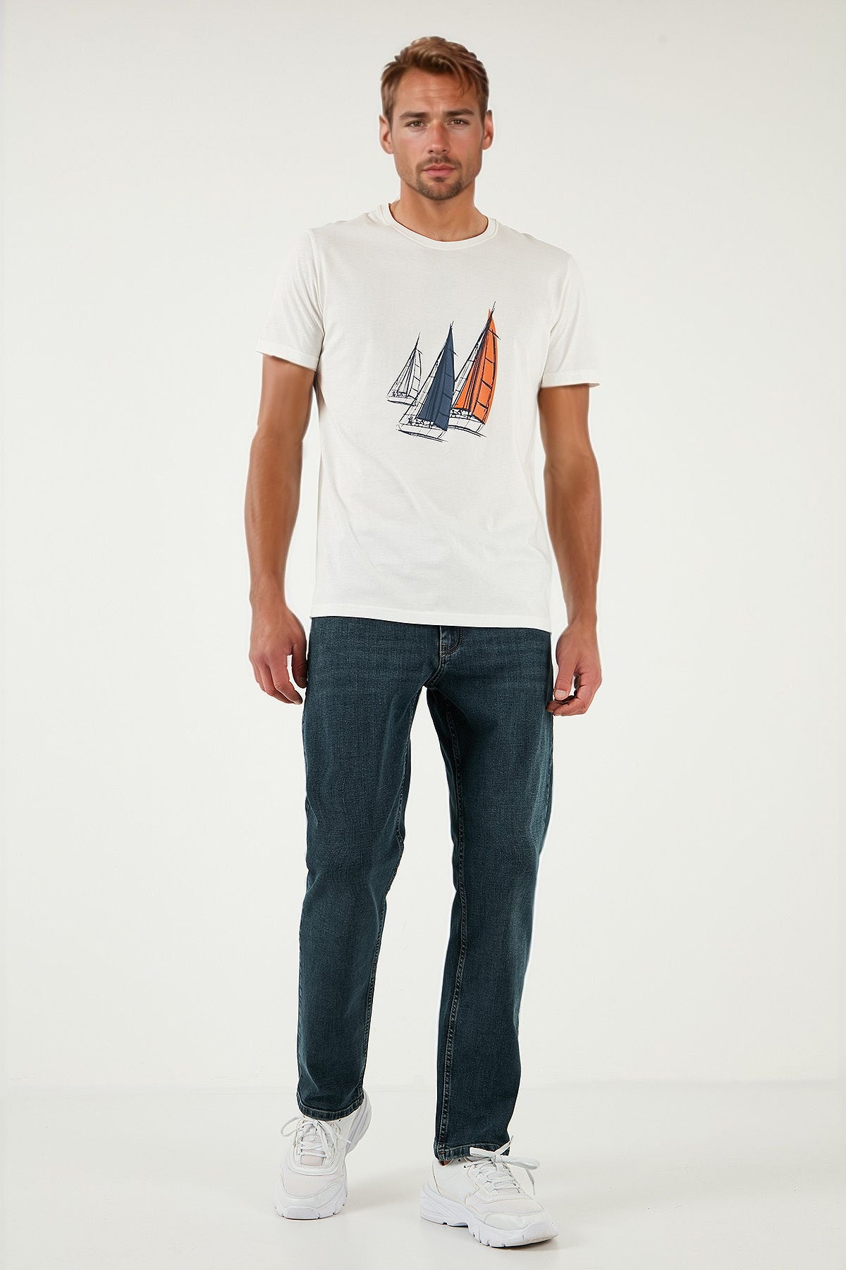 Buratti Pamuklu Comfort Fit Yüksek Bel Boru Paça Jeans Erkek Kot Pantolon 4411S74TEXAS MAVİ