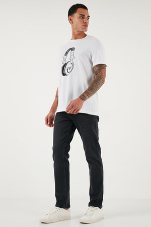 Buratti Streç Pamuklu Comfort Fit Yüksek Bel Boru Paça Jeans Erkek Kot Pantolon 4412C03TEXAS Füme Siyah