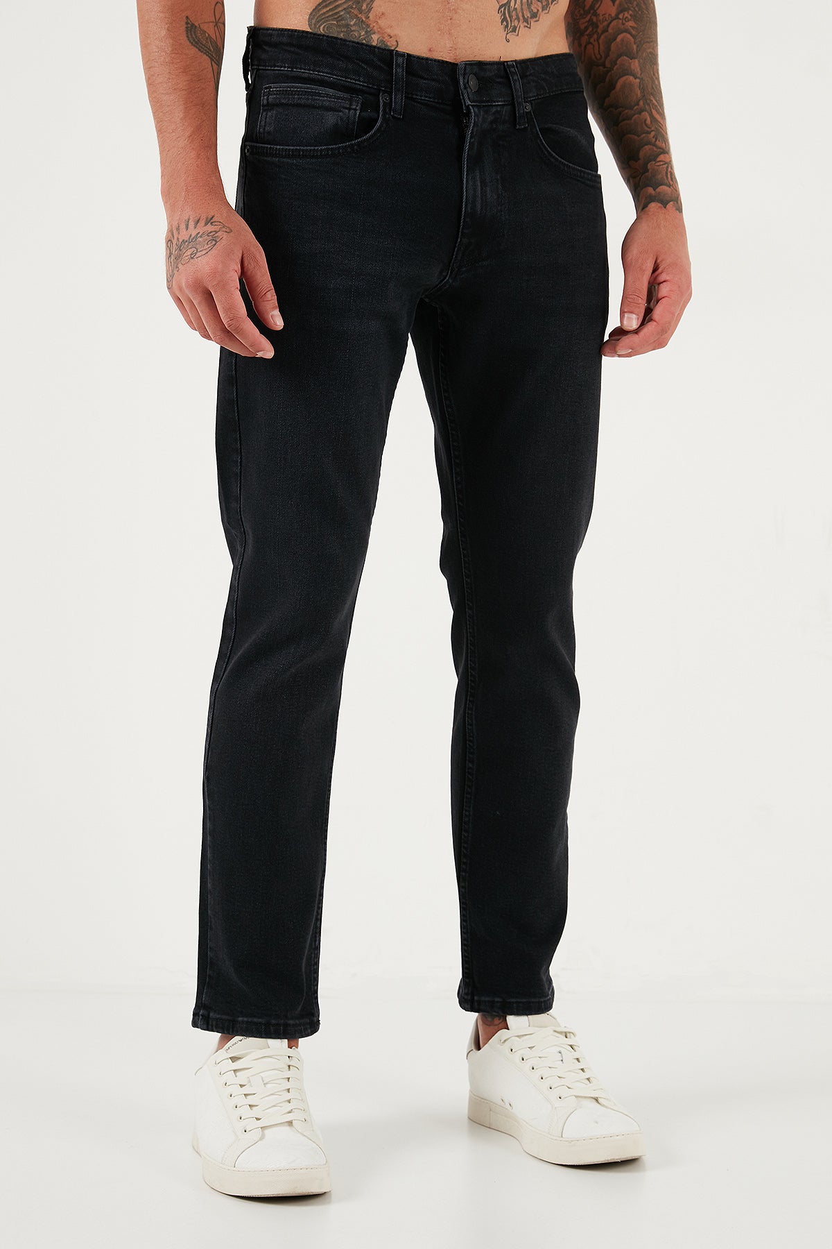 Buratti Streç Pamuklu Comfort Fit Yüksek Bel Boru Paça Jeans Erkek Kot Pantolon 4412C14TEXAS SİYAH