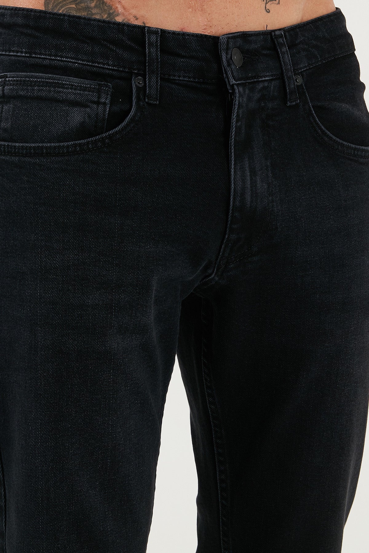 Buratti Streç Pamuklu Comfort Fit Yüksek Bel Boru Paça Jeans Erkek Kot Pantolon 4412C14TEXAS SİYAH