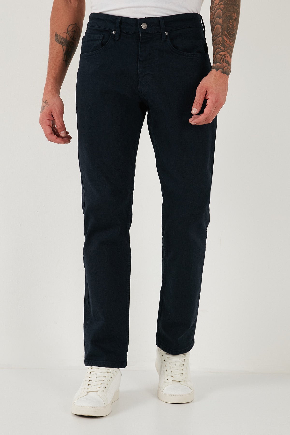 Buratti Pamuklu Comfort Fit Normal Bel Boru Paça Jeans Erkek Kot Pantolon 4412C19TEXAS LACİVERT