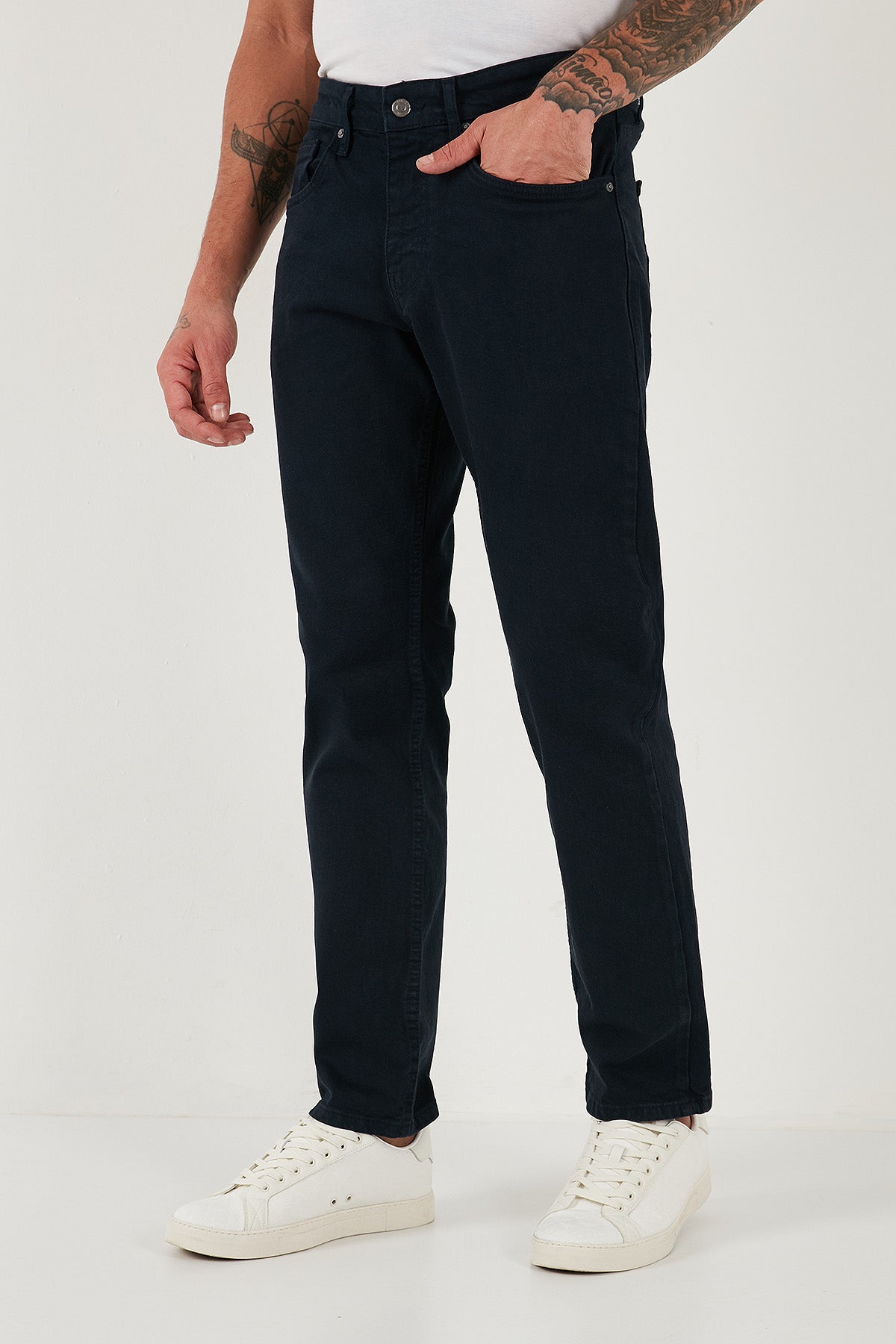 Buratti Pamuklu Comfort Fit Normal Bel Boru Paça Jeans Erkek Kot Pantolon 4412C19TEXAS LACİVERT