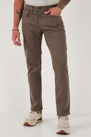 Buratti Pamuklu Comfort Fit Normal Bel Boru Paça Jeans Erkek Kot Pantolon 4412C19TEXAS TOPRAK