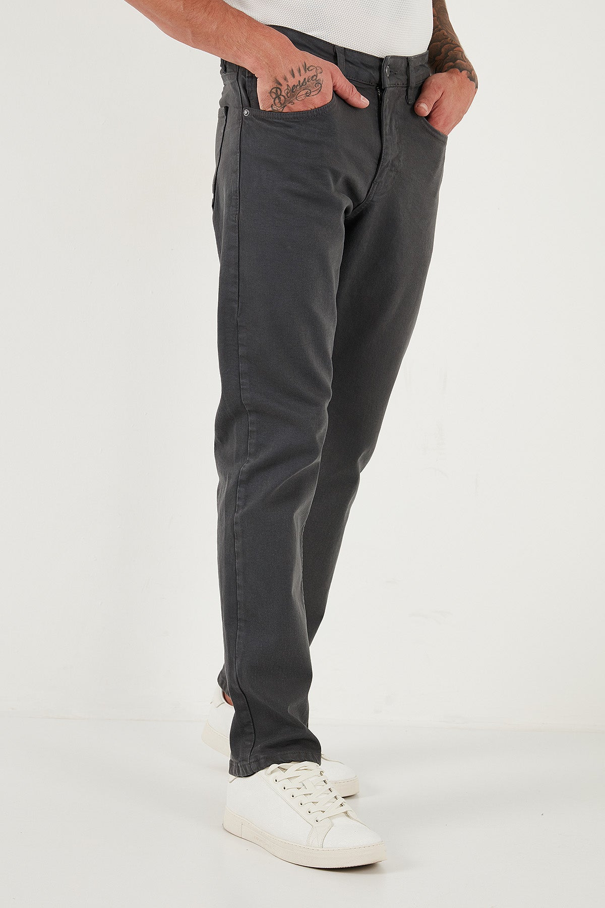 Buratti Pamuklu Comfort Fit Normal Bel Boru Paça Jeans Erkek Kot Pantolon 4412C19TEXAS ANTRASİT