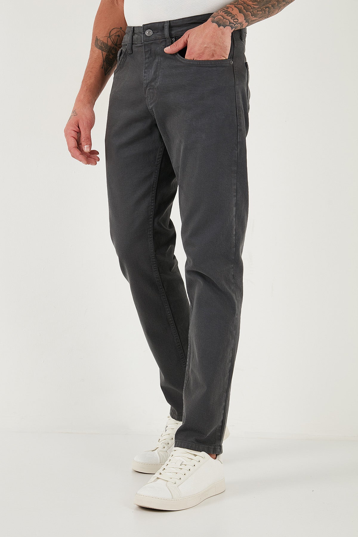 Buratti Pamuklu Comfort Fit Normal Bel Boru Paça Jeans Erkek Kot Pantolon 4412C19TEXAS ANTRASİT