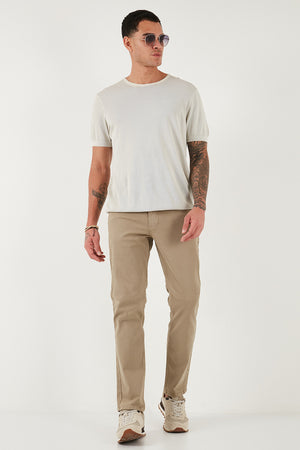 Buratti Pamuklu Comfort Fit Normal Bel Boru Paça Jeans Erkek Kot Pantolon 4412C19TEXAS BEJ