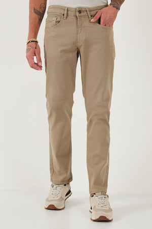 Buratti Pamuklu Comfort Fit Normal Bel Boru Paça Jeans Erkek Kot Pantolon 4412C19TEXAS BEJ