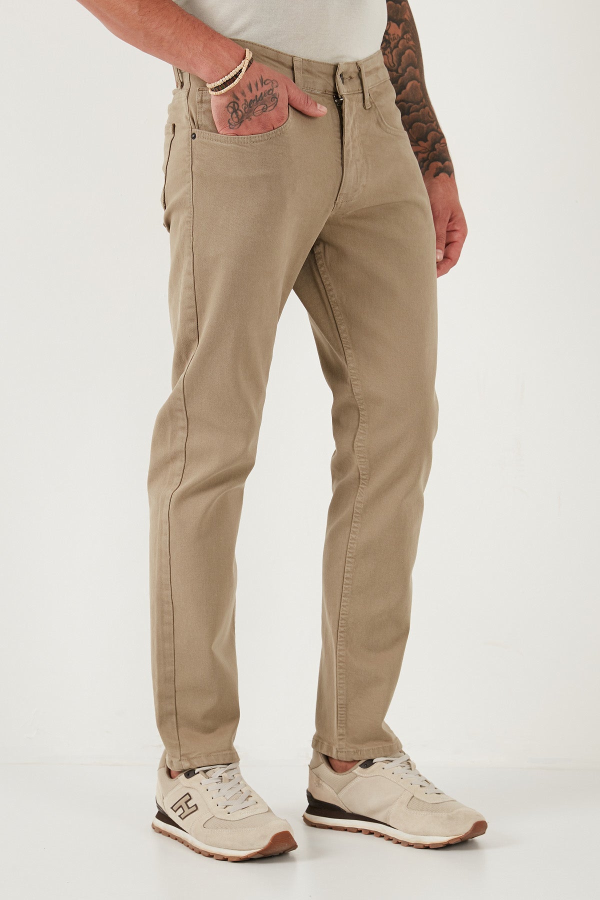 Buratti Pamuklu Comfort Fit Normal Bel Boru Paça Jeans Erkek Kot Pantolon 4412C19TEXAS BEJ