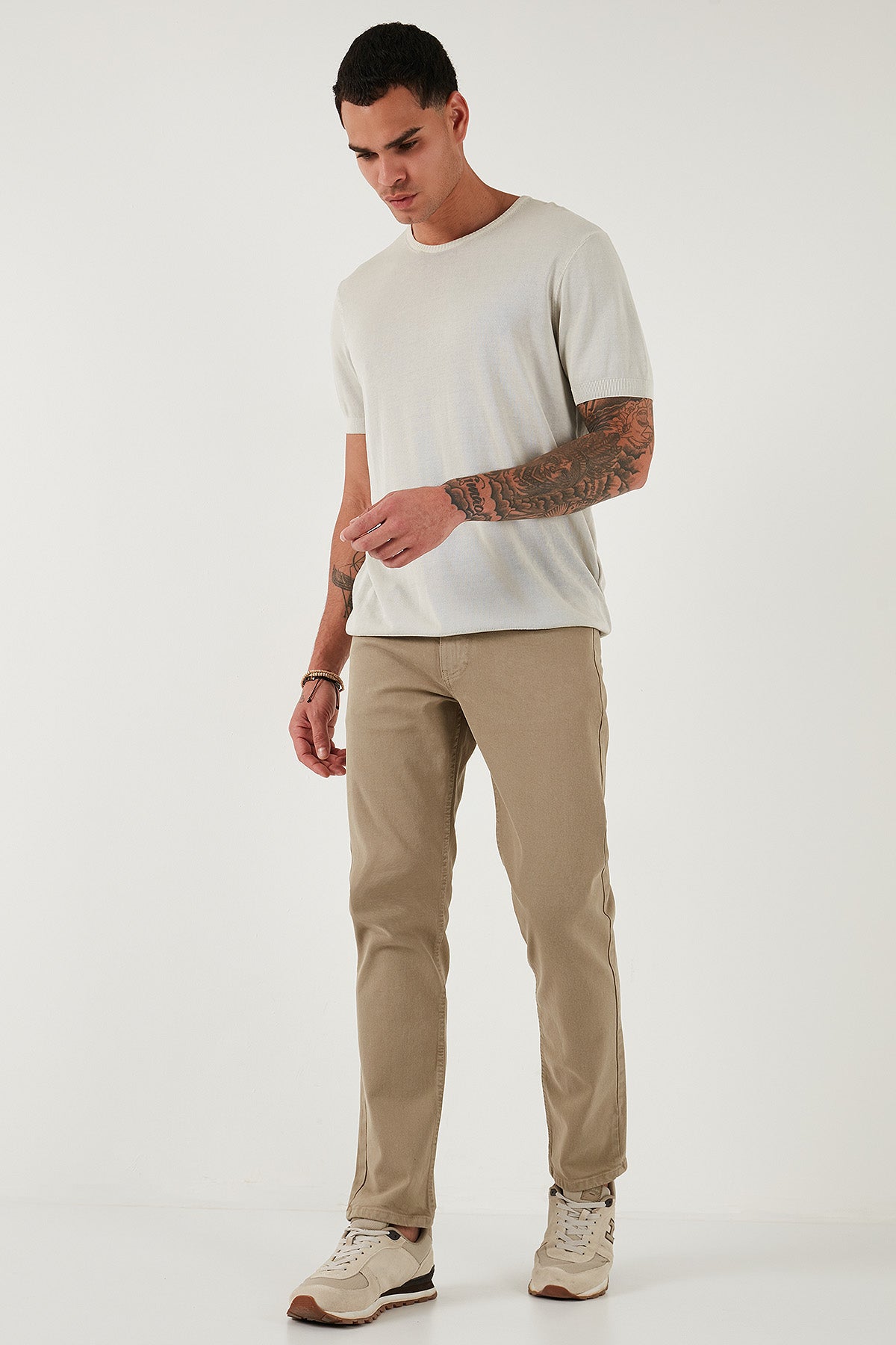Buratti Pamuklu Comfort Fit Normal Bel Boru Paça Jeans Erkek Kot Pantolon 4412C19TEXAS BEJ
