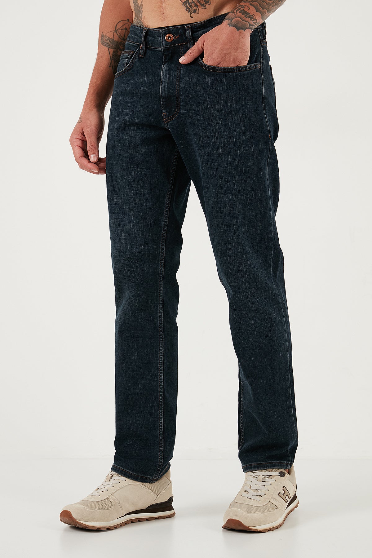 Buratti Streç Pamuklu Comfort Fit Yüksek Bel Boru Paça Jeans Erkek Kot Pantolon 4412C25TEXAS MAVİ