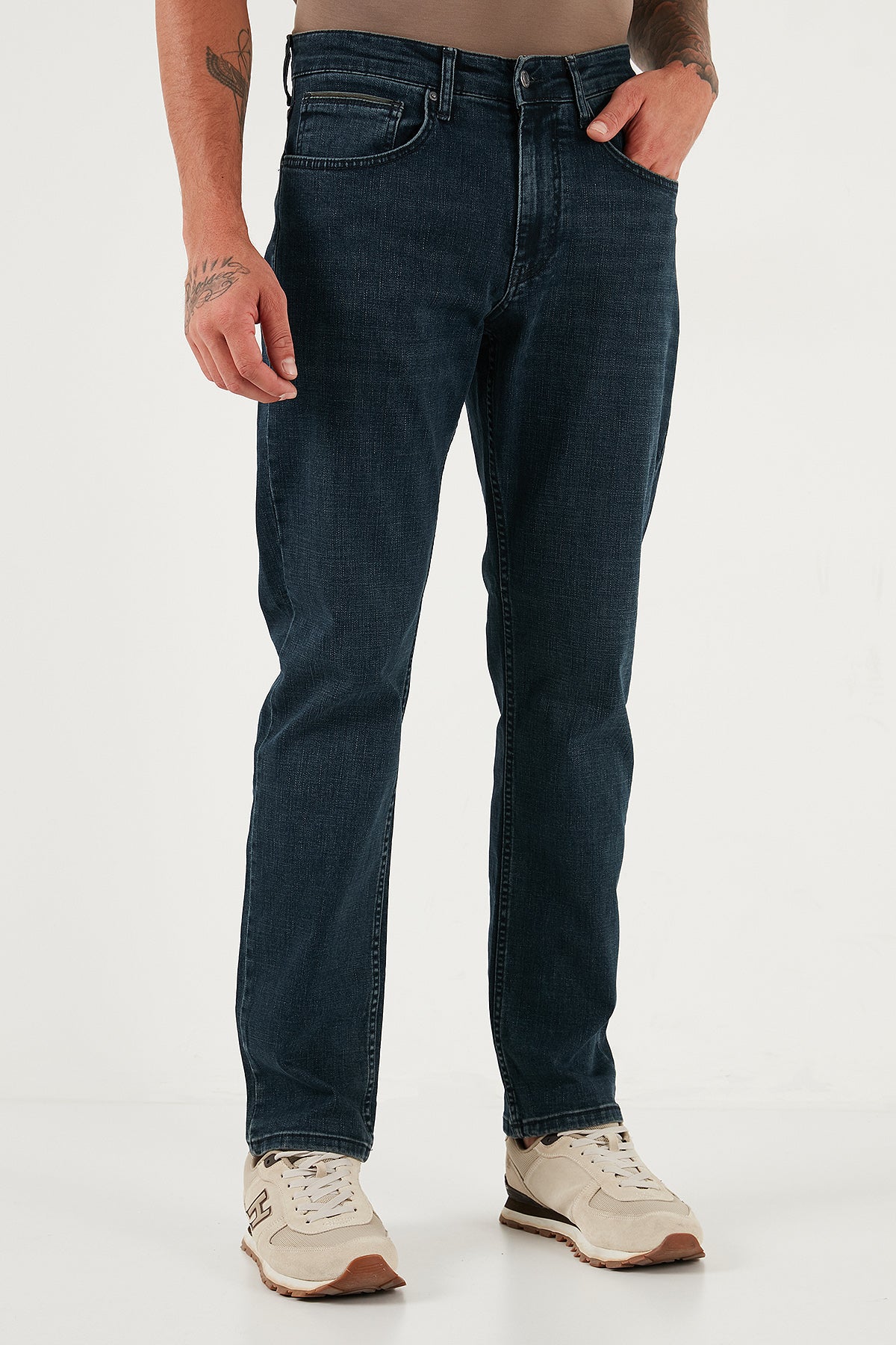 Buratti Streç Pamuklu Comfort Fit Yüksek Bel Boru Paça Jeans Erkek Kot Pantolon 4412C26TEXAS MAVİ