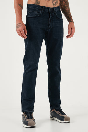 Buratti Streç Pamuklu Comfort Fit Yüksek Bel Boru Paça Jeans Erkek Kot Pantolon 4412C27TEXAS LACİVERT