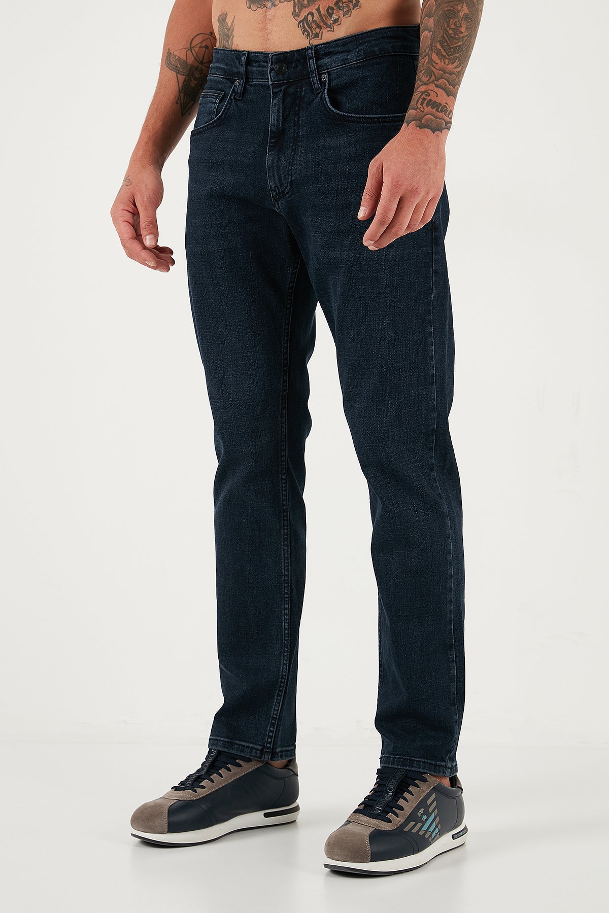 Buratti Streç Pamuklu Comfort Fit Yüksek Bel Boru Paça Jeans Erkek Kot Pantolon 4412C27TEXAS LACİVERT