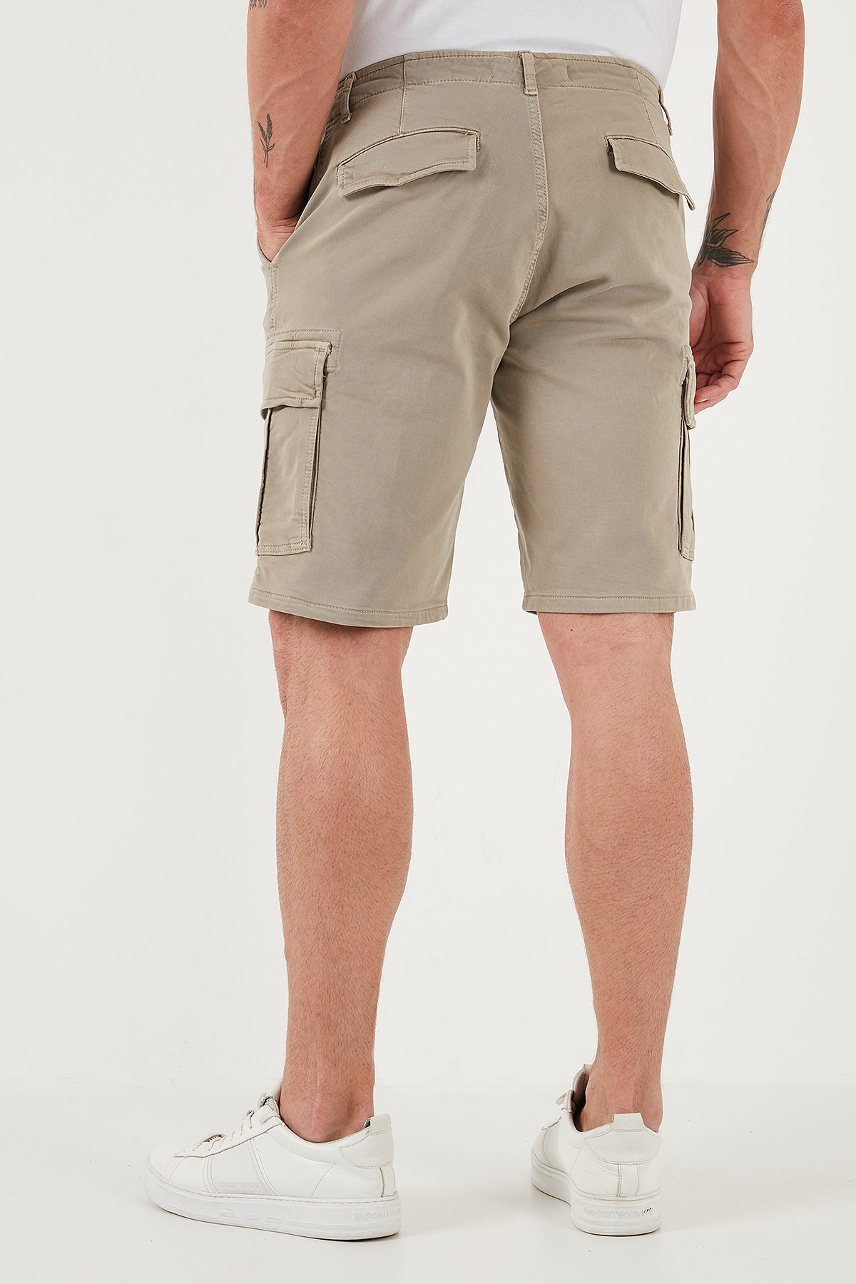 Buratti Streç Pamuklu Regular Fit Normal Bel Kargo Cepli Erkek Şort 4510S79MILAN BEJ