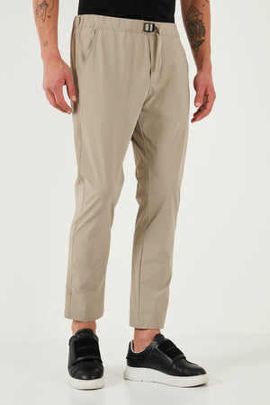 Buratti Slim Fit Lastikli Bel Boru Paça Kemer Detaylı Pantolon Erkek Kot Pantolon 5543S86JMILANO BEJ