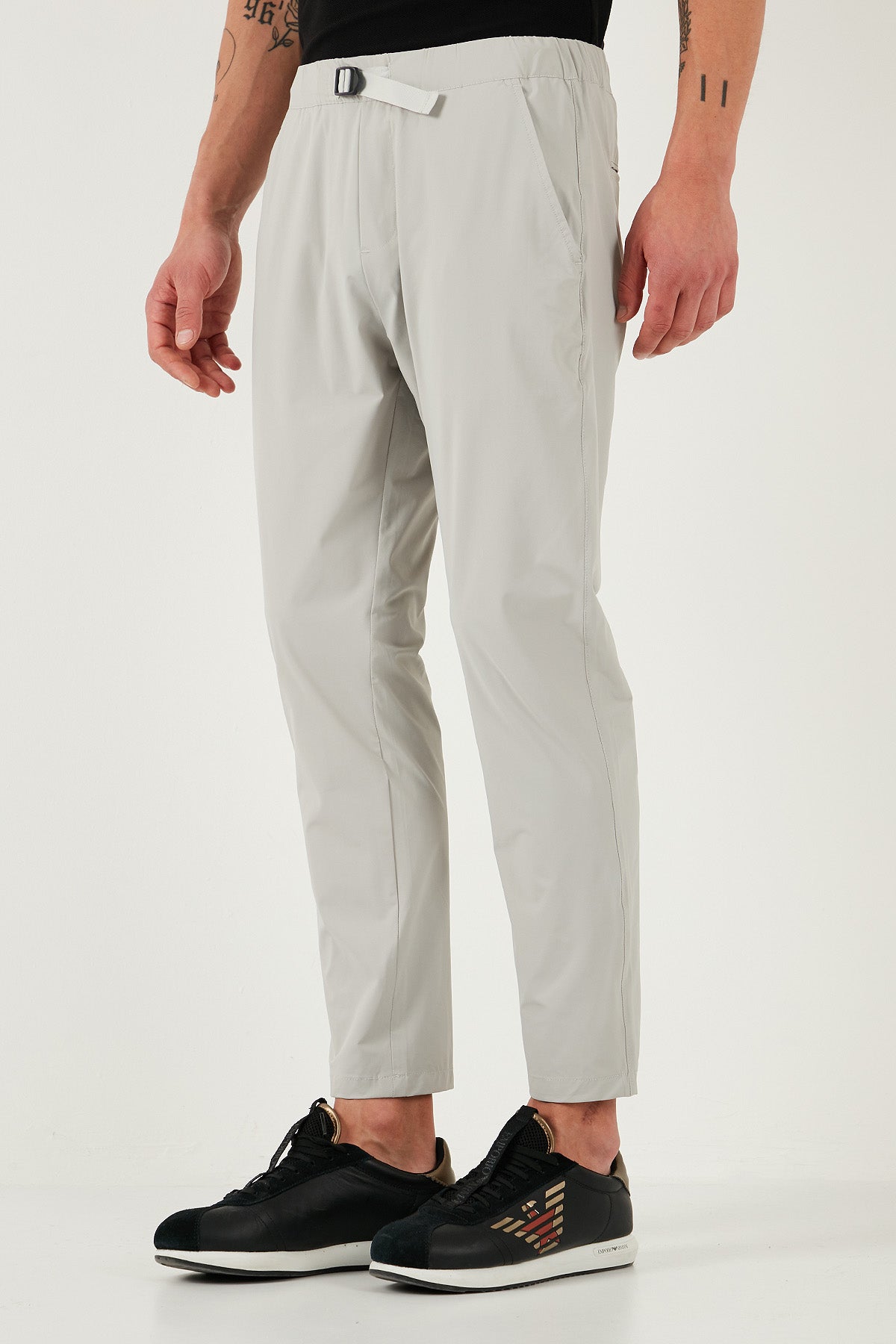 Buratti Slim Fit Lastikli Bel Boru Paça Kemer Detaylı Erkek Pantolon 5543S86JMILANO GRİ