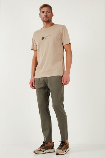 Buratti Pamuklu Slim Fit Lastikli Bel Boru Paça Erkek Pantolon 5545S87JMILANO HAKİ