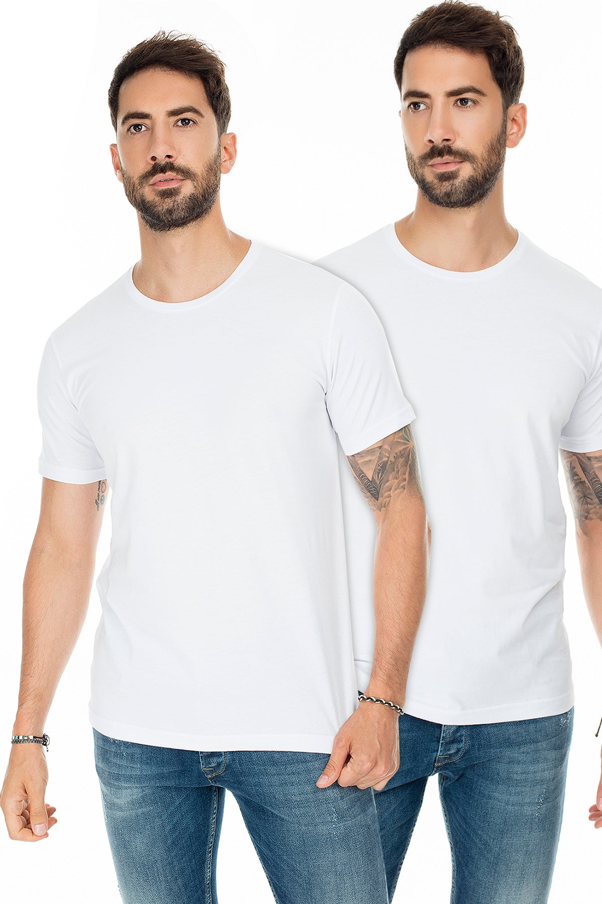 Buratti Basic Bisiklet Yaka Slim Fit 2 Pack Erkek T Shirt 5722512O2 BEYAZ-BEYAZ