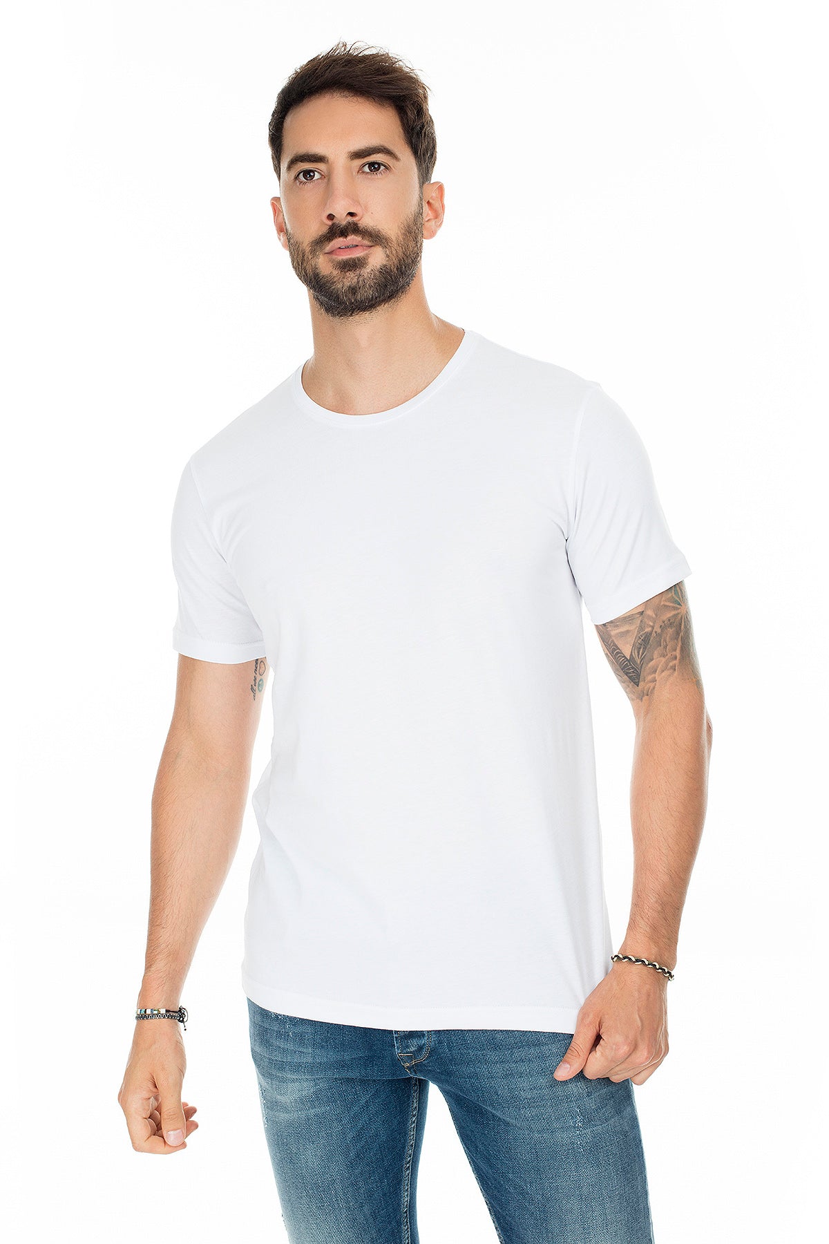 Buratti Basic Bisiklet Yaka Slim Fit 2 Pack Erkek T Shirt 5722512O2 BEYAZ-BEYAZ