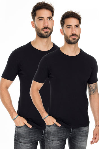 Buratti Basic Bisiklet Yaka Slim Fit 2 Pack Erkek T Shirt 5722512O2 SİYAH-SİYAH