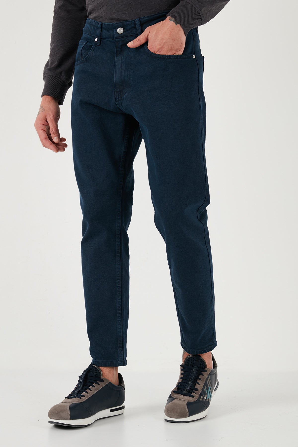 Buratti Streç Pamuklu Slim Fit Normal Bel Boru Paça Jeans Erkek Kot Pantolon 15900S31MILANO LACİVERT