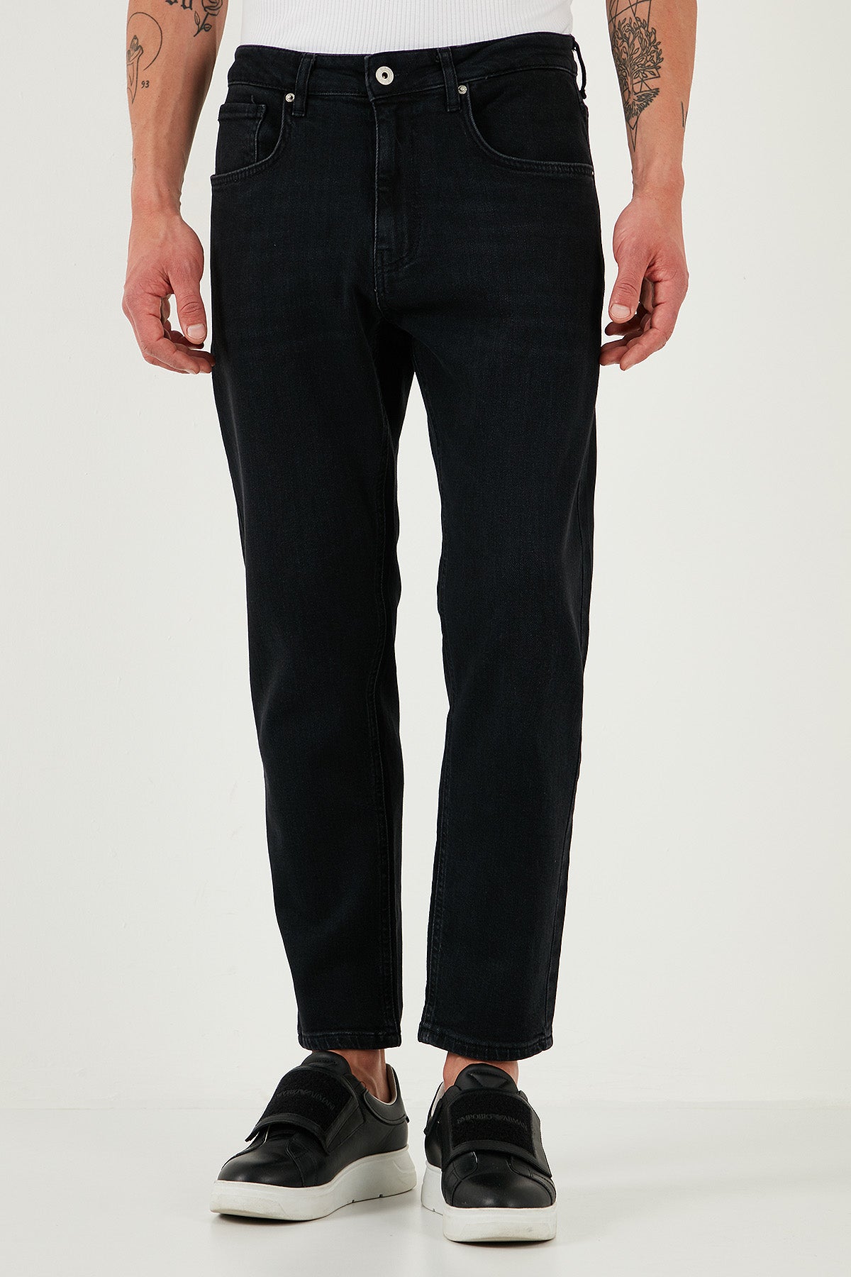 Buratti Streç Pamuklu Slim Fit Normal Bel Boru Paça Jeans Erkek Kot Pantolon 5900S50MILANO SİYAH