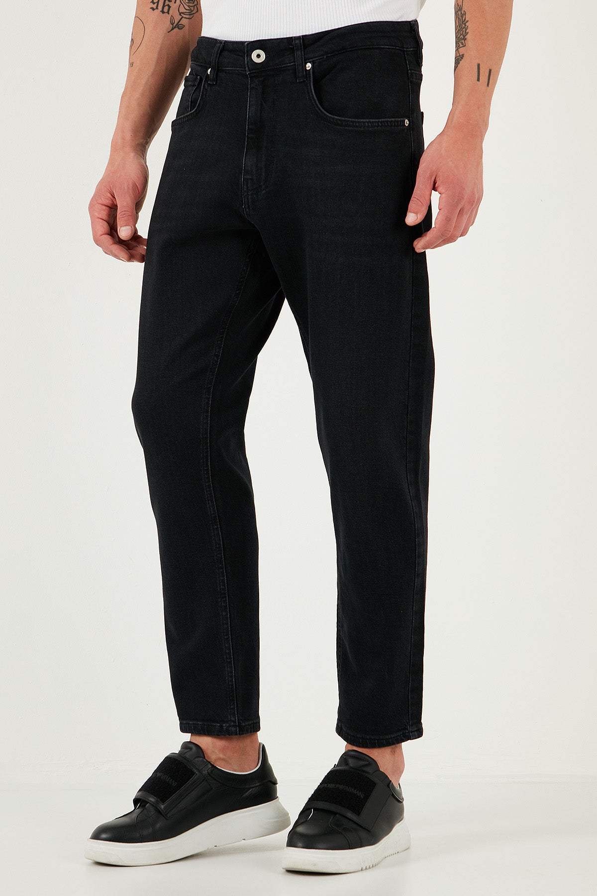 Buratti Streç Pamuklu Slim Fit Normal Bel Boru Paça Jeans Erkek Kot Pantolon 5900S50MILANO SİYAH