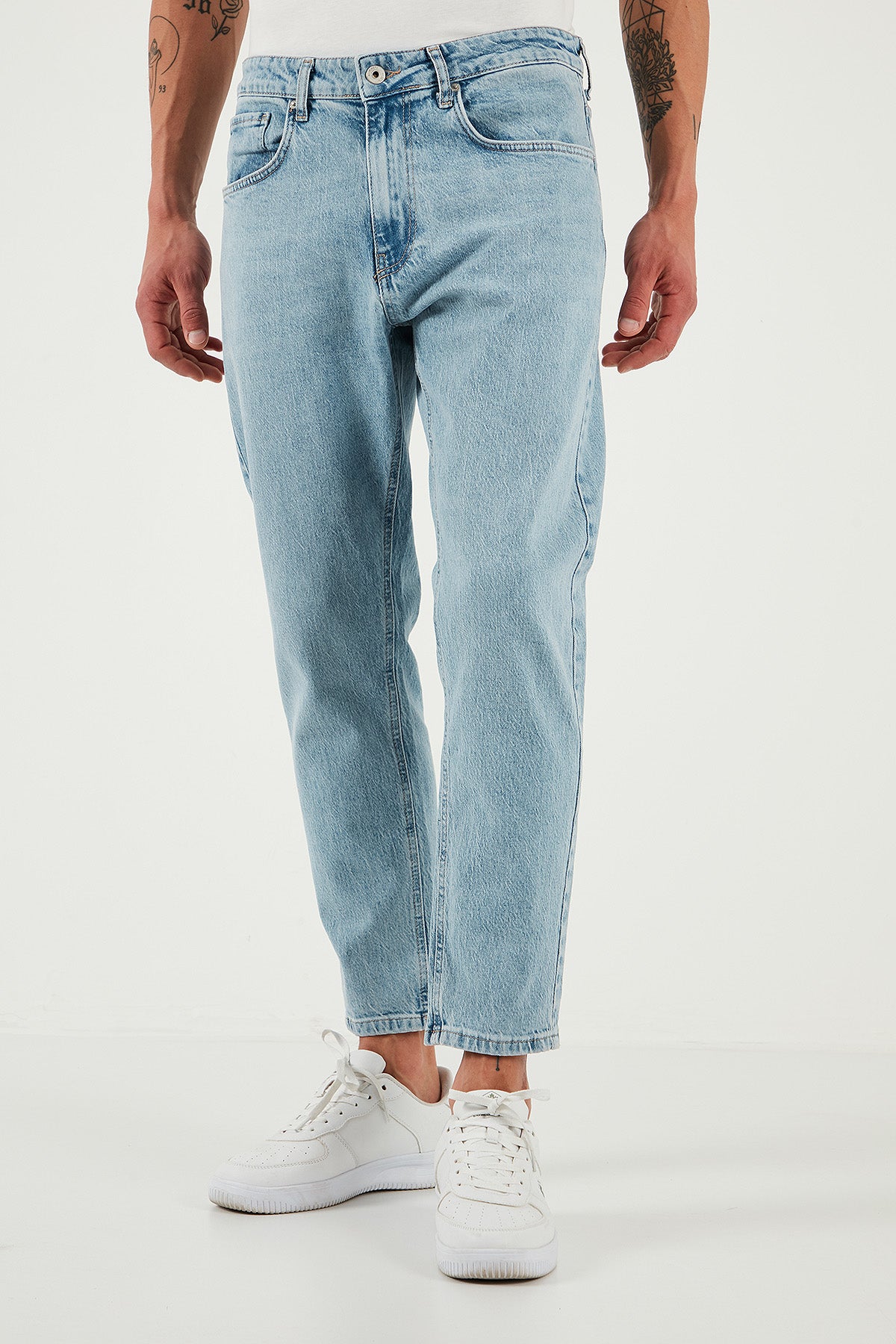 Buratti Streç Pamuklu Slim Fit Normal Bel Boru Paça Jeans Erkek Kot Pantolon 5900S601MILANO AÇIK MAVİ