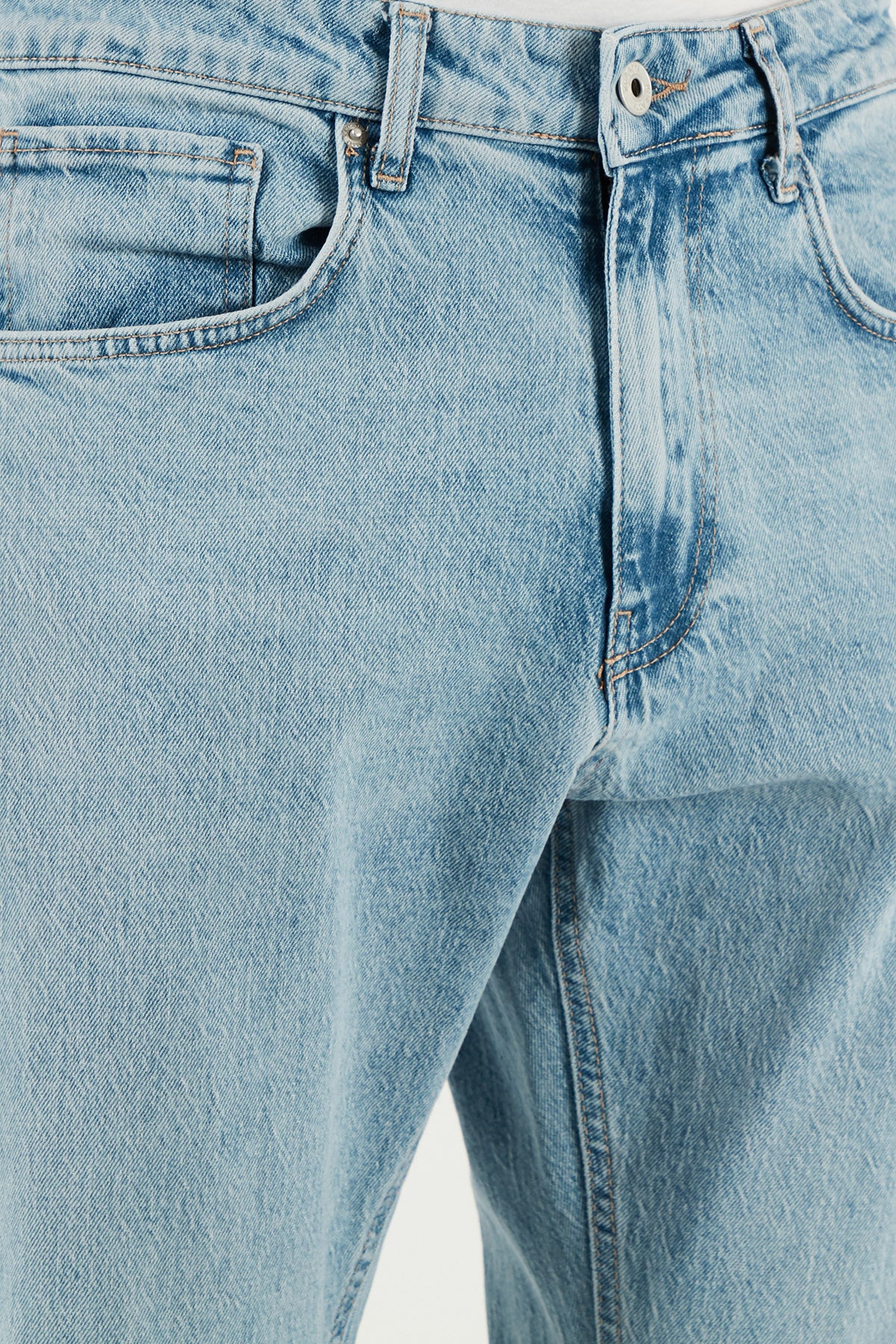 Buratti Streç Pamuklu Slim Fit Normal Bel Boru Paça Jeans Erkek Kot Pantolon 5900S601MILANO AÇIK MAVİ