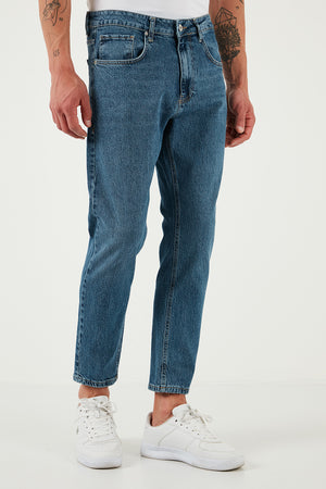 Buratti Streç Pamuklu Slim Fit Normal Bel Boru Paça Jeans Erkek Kot Pantolon 5900S60MILANO MAVİ