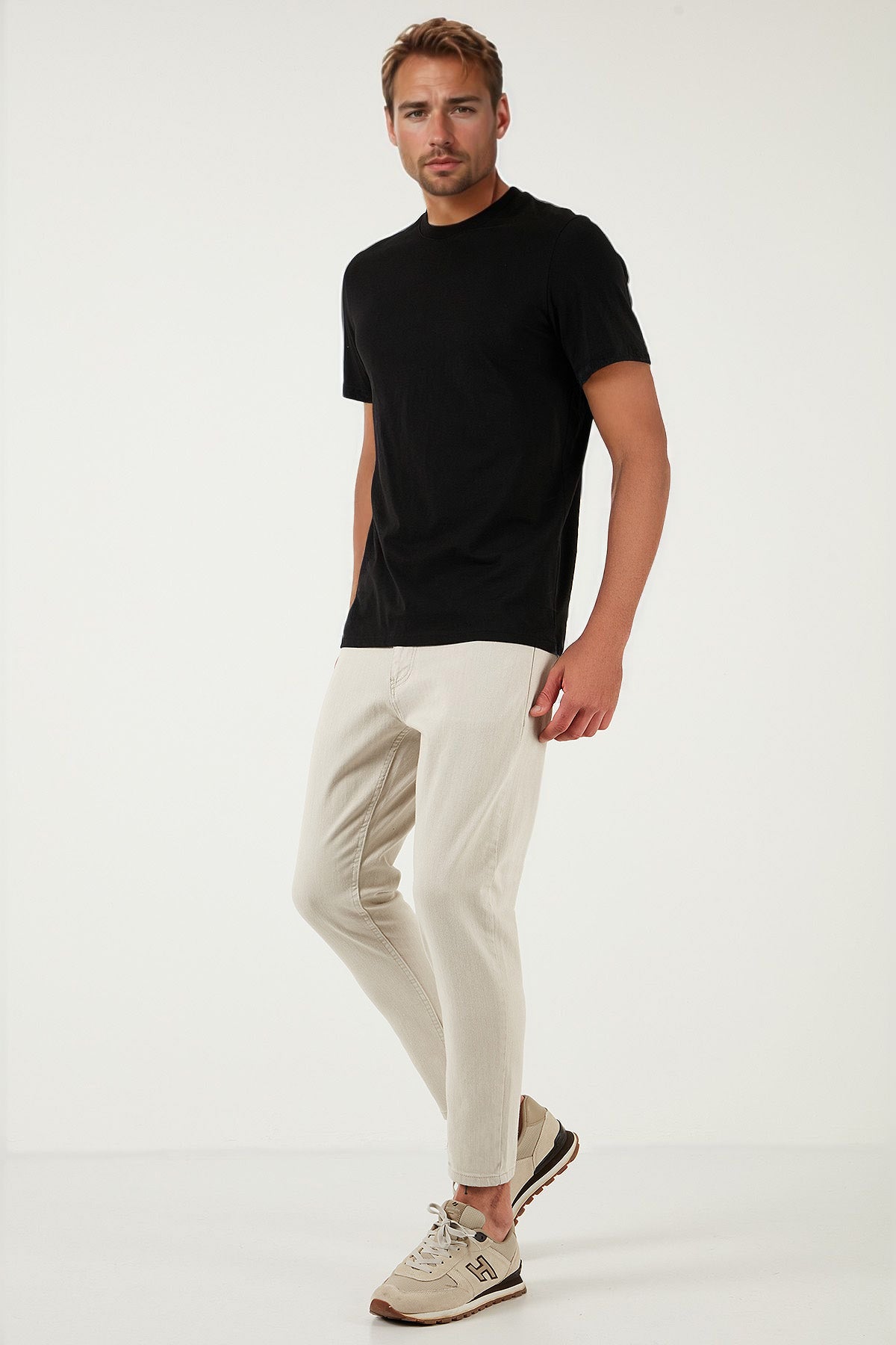 Buratti Pamuklu Slim Tapared Normal Bel Daralan Paça Jeans Erkek Kot Pantolon 5900S66MILANO NATUREL