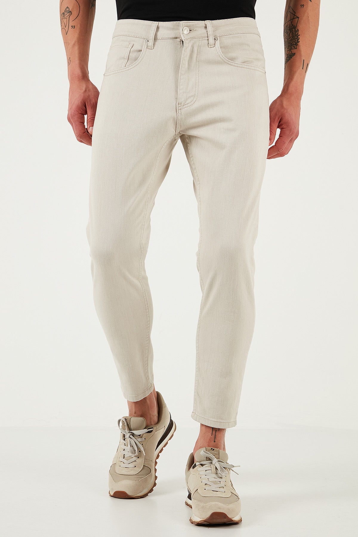 Buratti Pamuklu Slim Tapared Normal Bel Daralan Paça Jeans Erkek Kot Pantolon 5900S66MILANO NATUREL