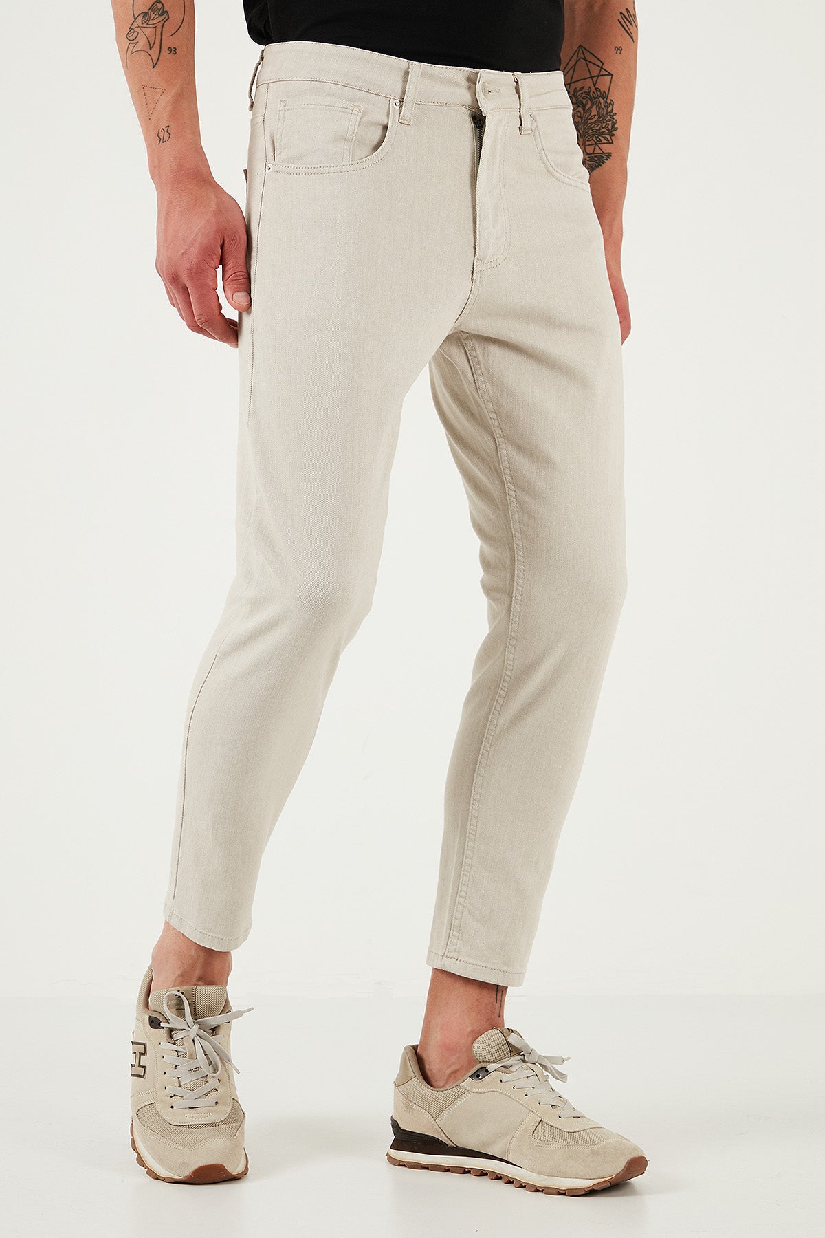 Buratti Pamuklu Slim Tapared Normal Bel Daralan Paça Jeans Erkek Kot Pantolon 5900S66MILANO NATUREL
