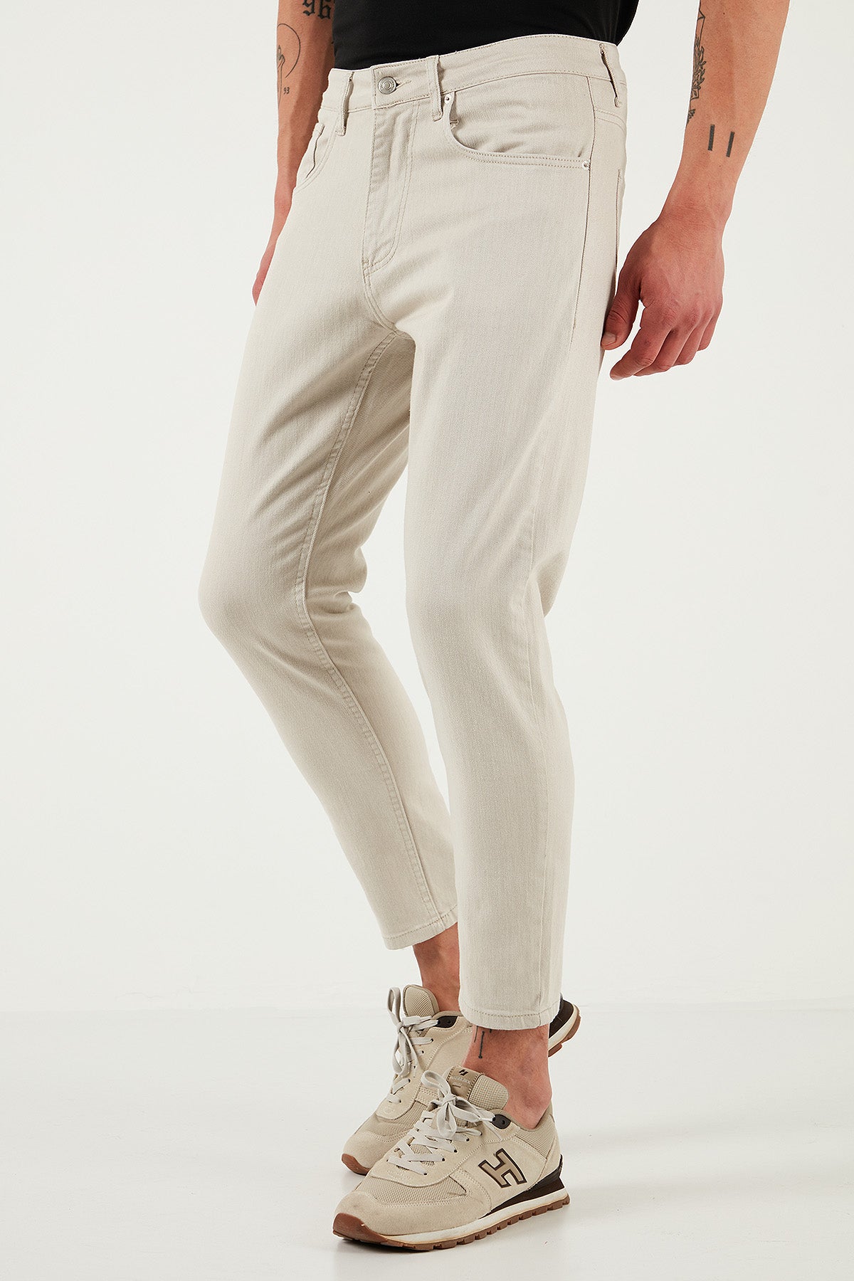 Buratti Pamuklu Slim Tapared Normal Bel Daralan Paça Jeans Erkek Kot Pantolon 5900S66MILANO NATUREL