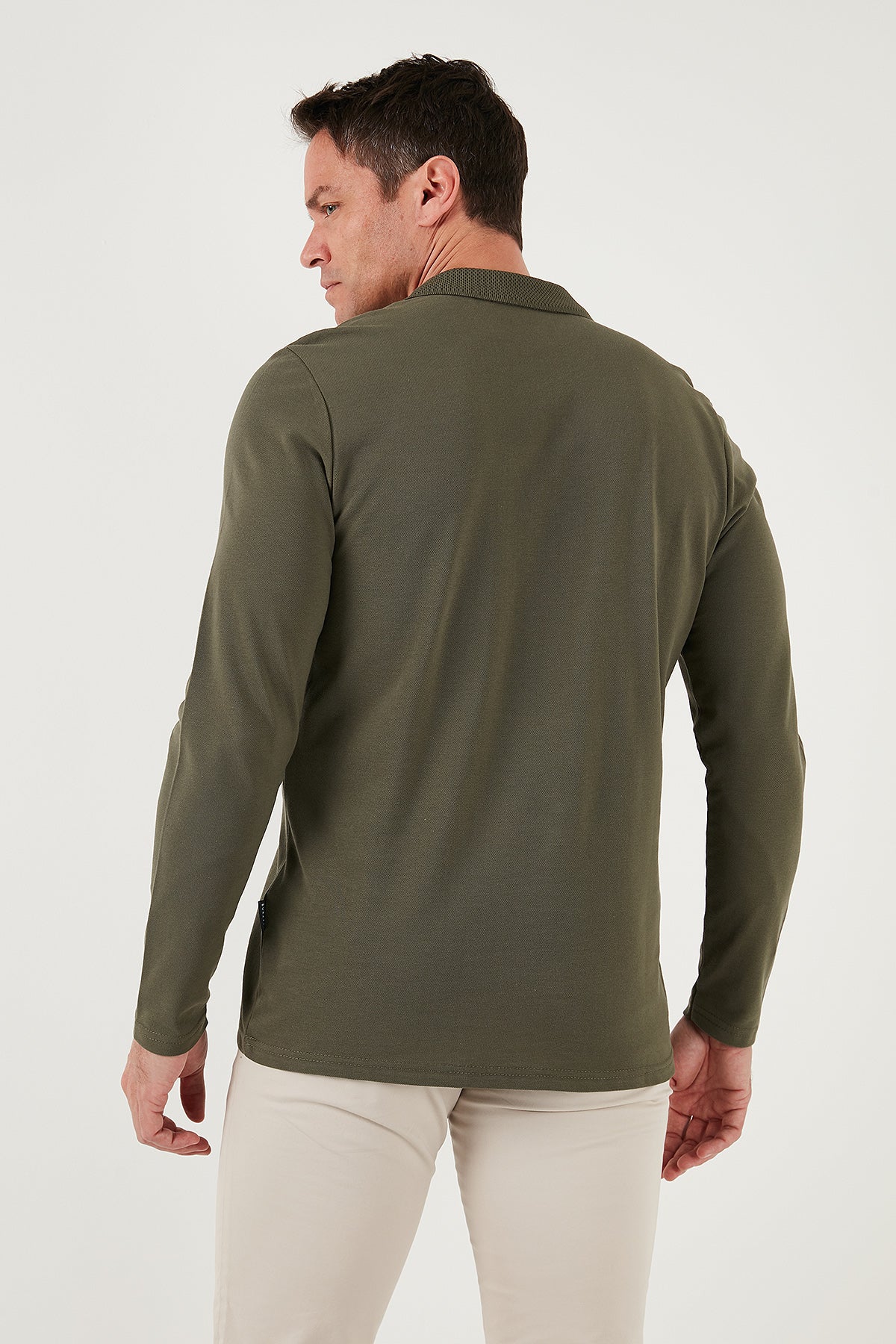 Buratti Pamuklu Slim Fit Yarım Fermuarlı Polo Yaka Erkek Sweat 5903010 HAKİ
