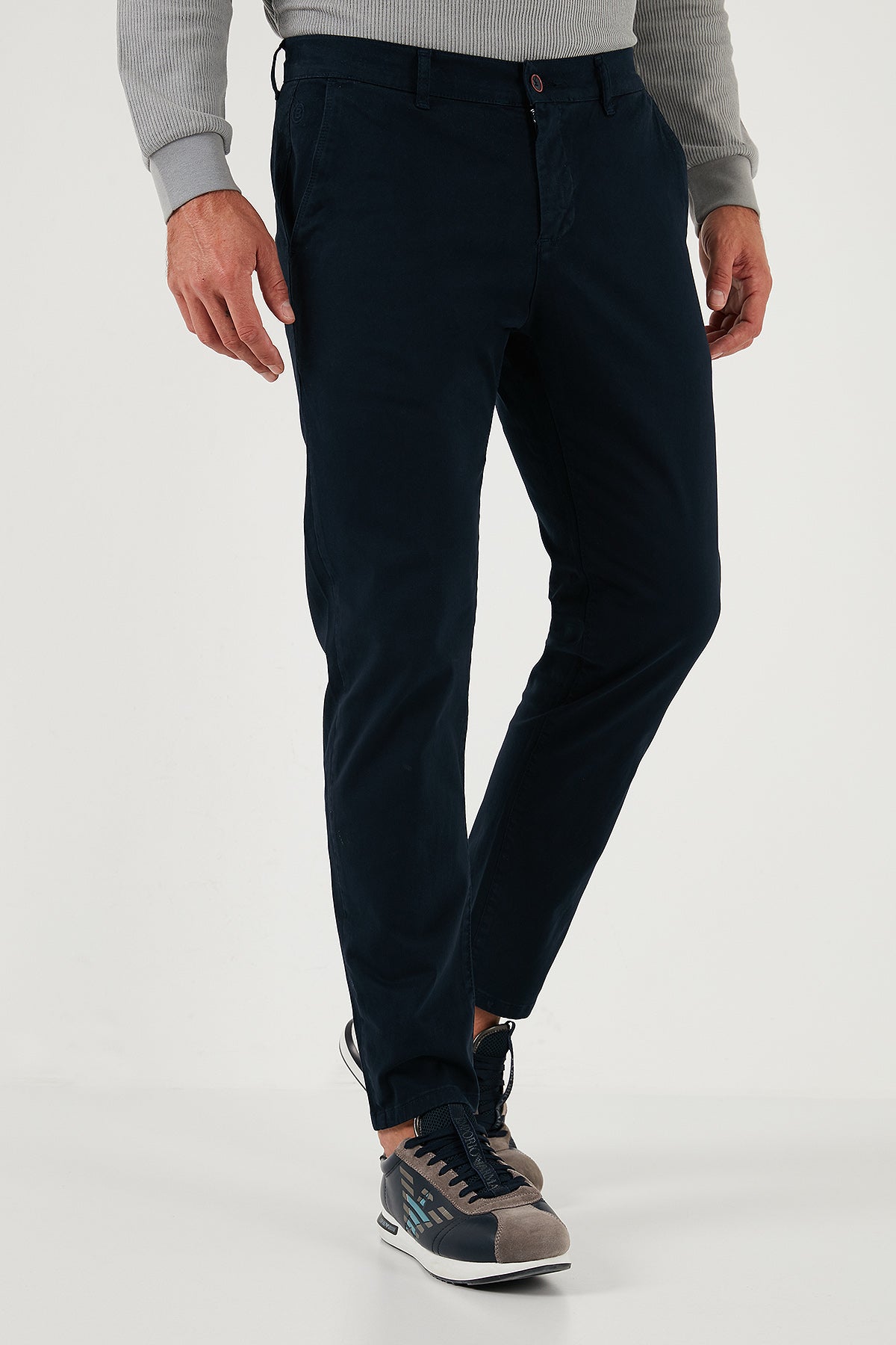 Buratti Streç Pamuklu Slim Fit Normal Bel Boru Paça Erkek Pantolon 674003 LACİVERT