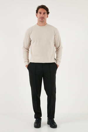 Buratti Slim Fit Bisiklet Yaka Pamuklu Erkek Kazak 456201 BEJ
