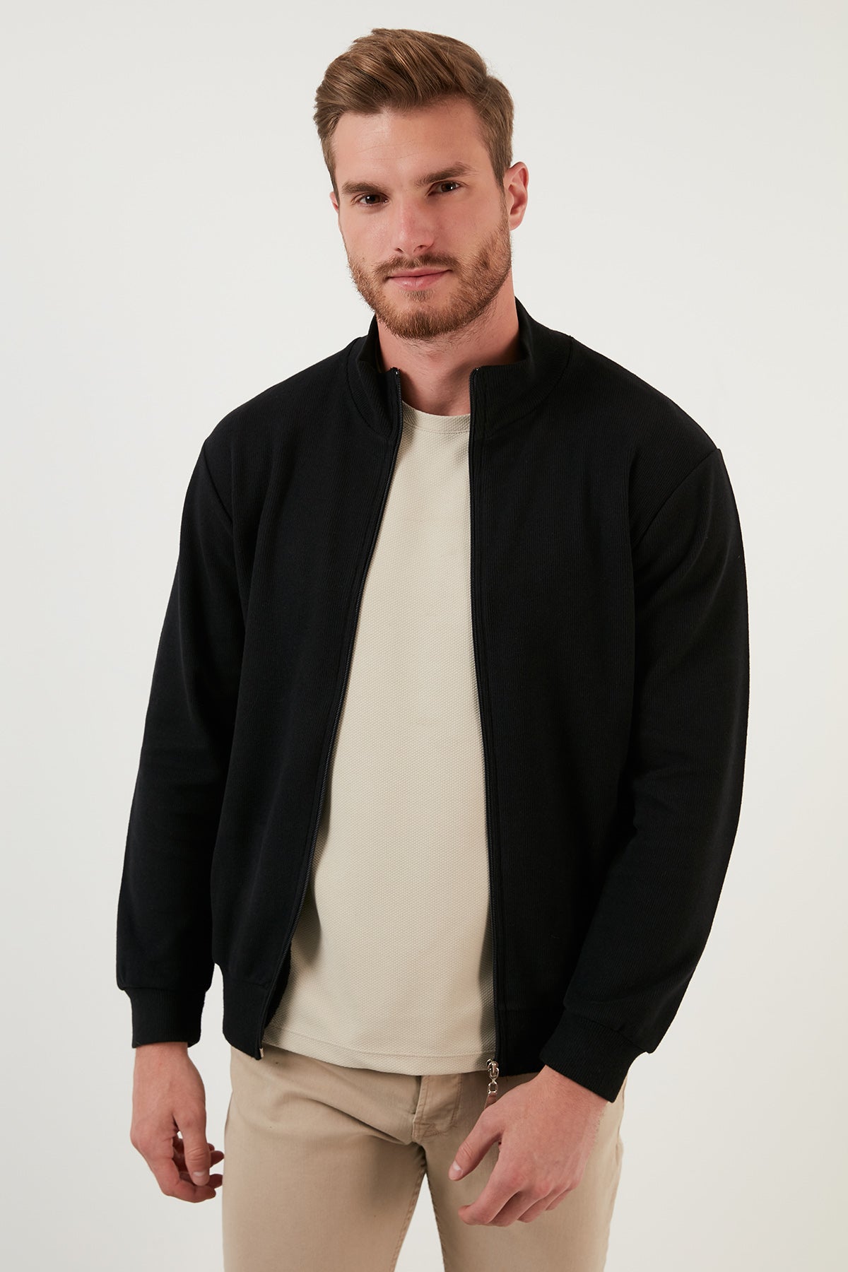 Buratti Pamuklu Regular Fit Fermuarlı Dik Yaka Erkek Hırka 4562103W4 SİYAH