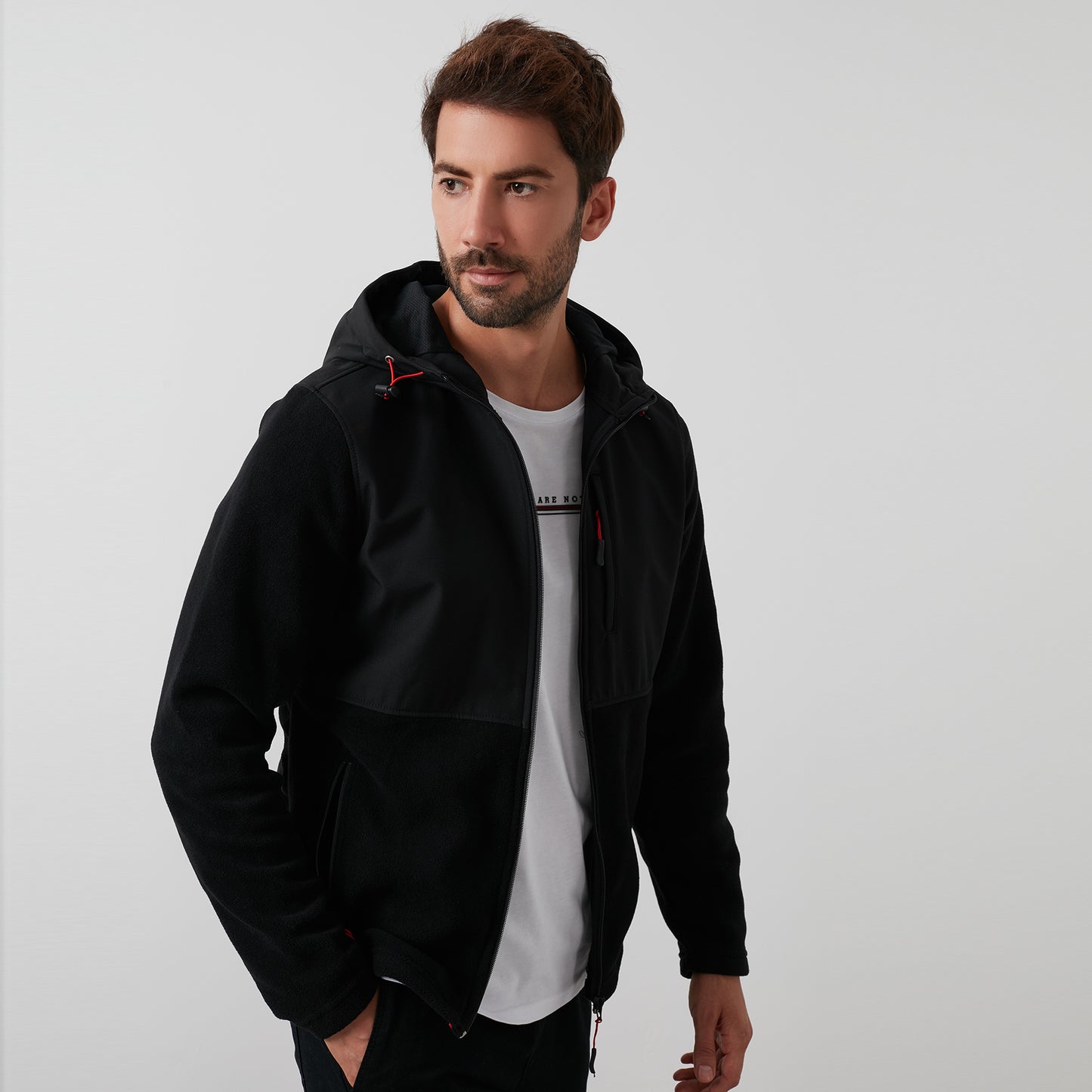 Buratti Kapüşonlu Dik Yaka Şardonlu Slim Fit Erkek Sweat 5655268 SİYAH-SİYAH