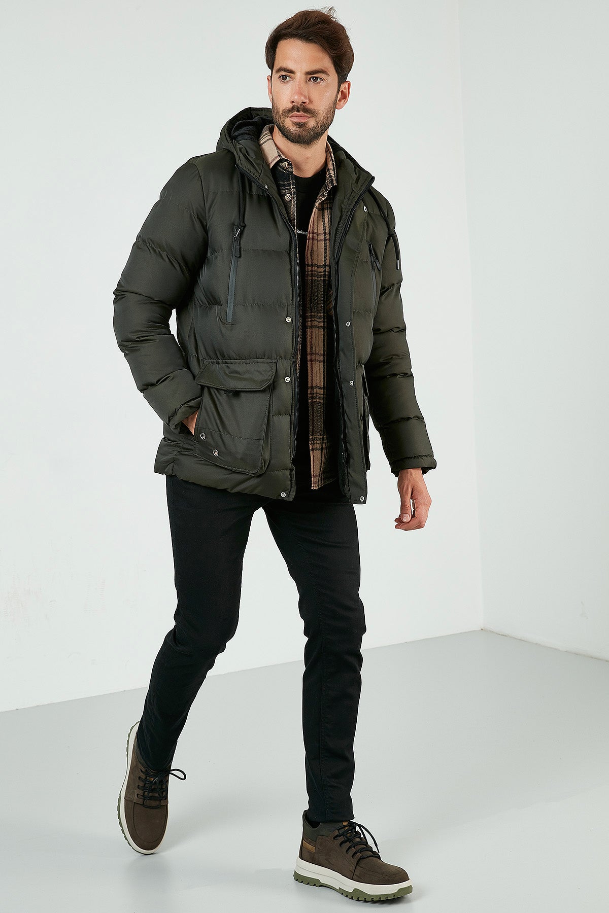Buratti Slim Fit Kapüşonlu Cepli % 100 Pamuk Erkek Mont 5712069 HAKİ