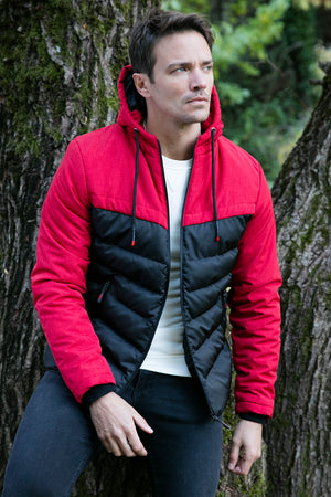 Buratti Slim Fit Kapüşonlu Cepli % 100 Pamuk Erkek Mont 5712070 KIRMIZI