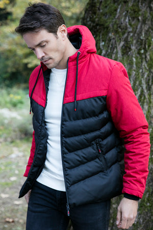 Buratti Slim Fit Kapüşonlu Cepli % 100 Pamuk Erkek Mont 5712070 KIRMIZI