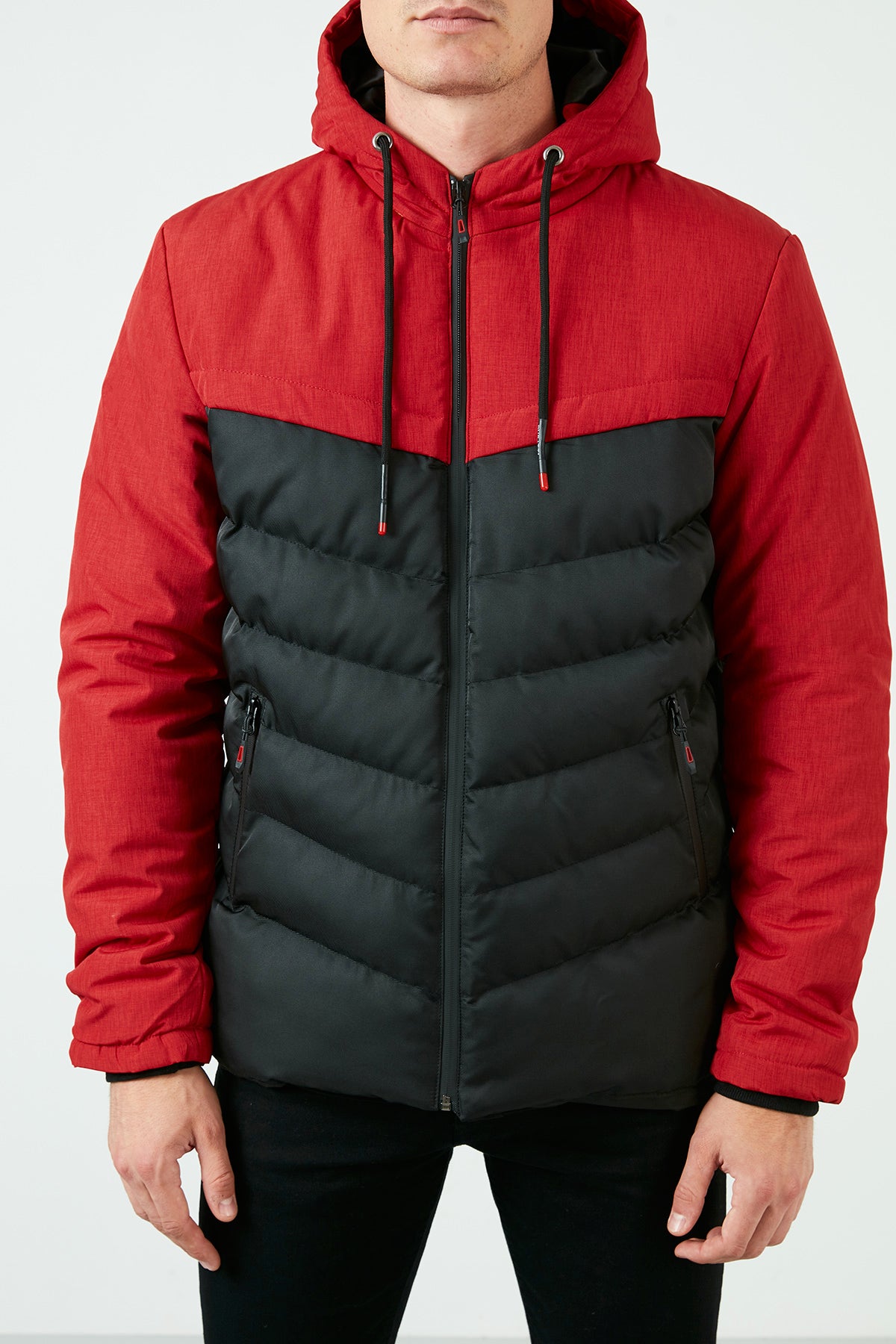 Buratti Slim Fit Kapüşonlu Cepli % 100 Pamuk Erkek Mont 5712070 KIRMIZI