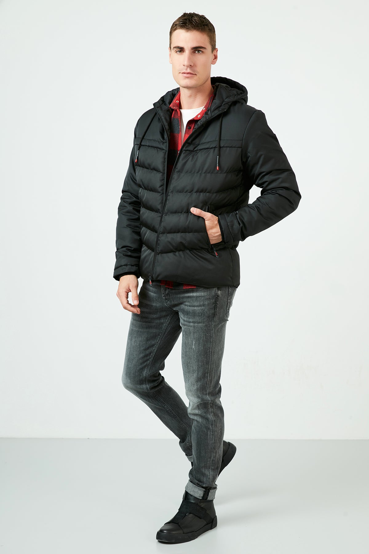 Buratti Slim Fit Kapüşonlu Cepli % 100 Pamuk Erkek Mont 5712070 SİYAH-SİYAH
