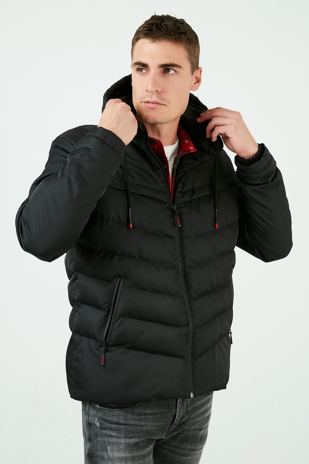 Buratti Slim Fit Kapüşonlu Cepli % 100 Pamuk Erkek Mont 5712070 SİYAH-SİYAH