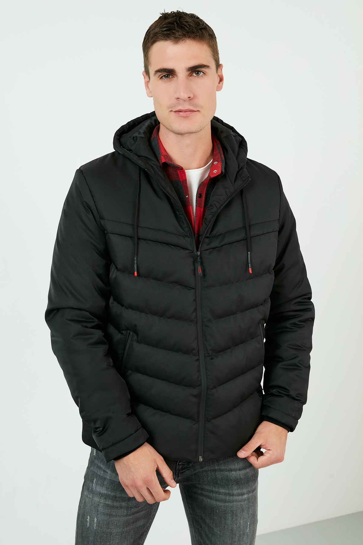 Buratti Slim Fit Kapüşonlu Cepli % 100 Pamuk Erkek Mont 5712070 SİYAH-SİYAH