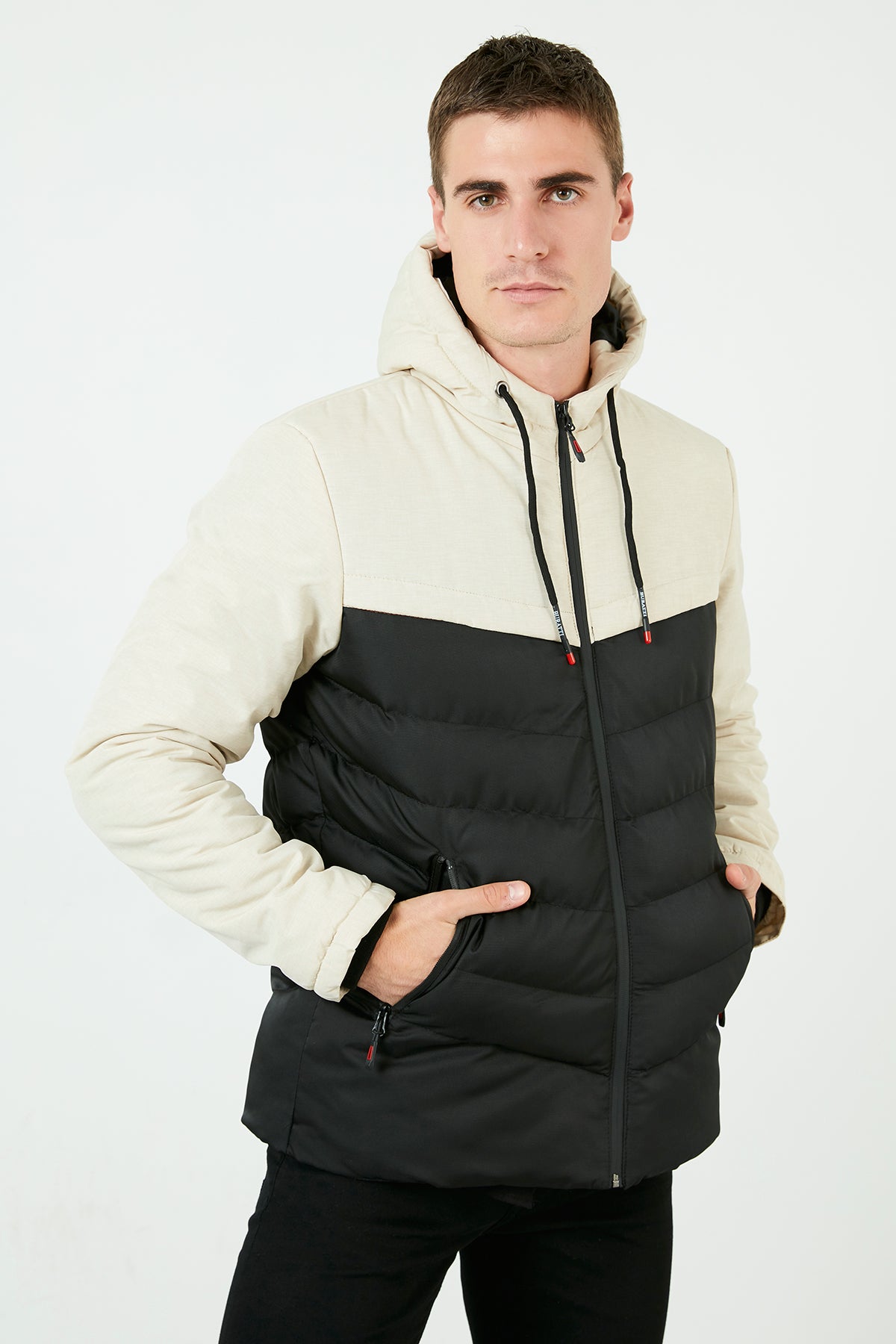 Buratti Slim Fit Kapüşonlu Cepli % 100 Pamuk Erkek Mont 5712070 TAŞ