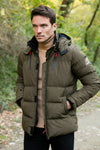 Buratti Peluş Astarlı Çıkarılabilir Kapüşonlu % 100 Pamuk Slim Fit Erkek Mont 571741 HAKİ