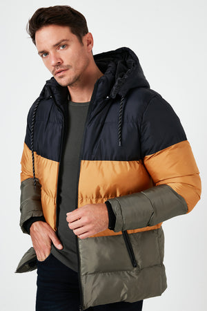Buratti Slim Fit Çıkarılabilir Kapüşonlu Şişme Erkek Mont 5761090 Lacivert-Taba-Haki