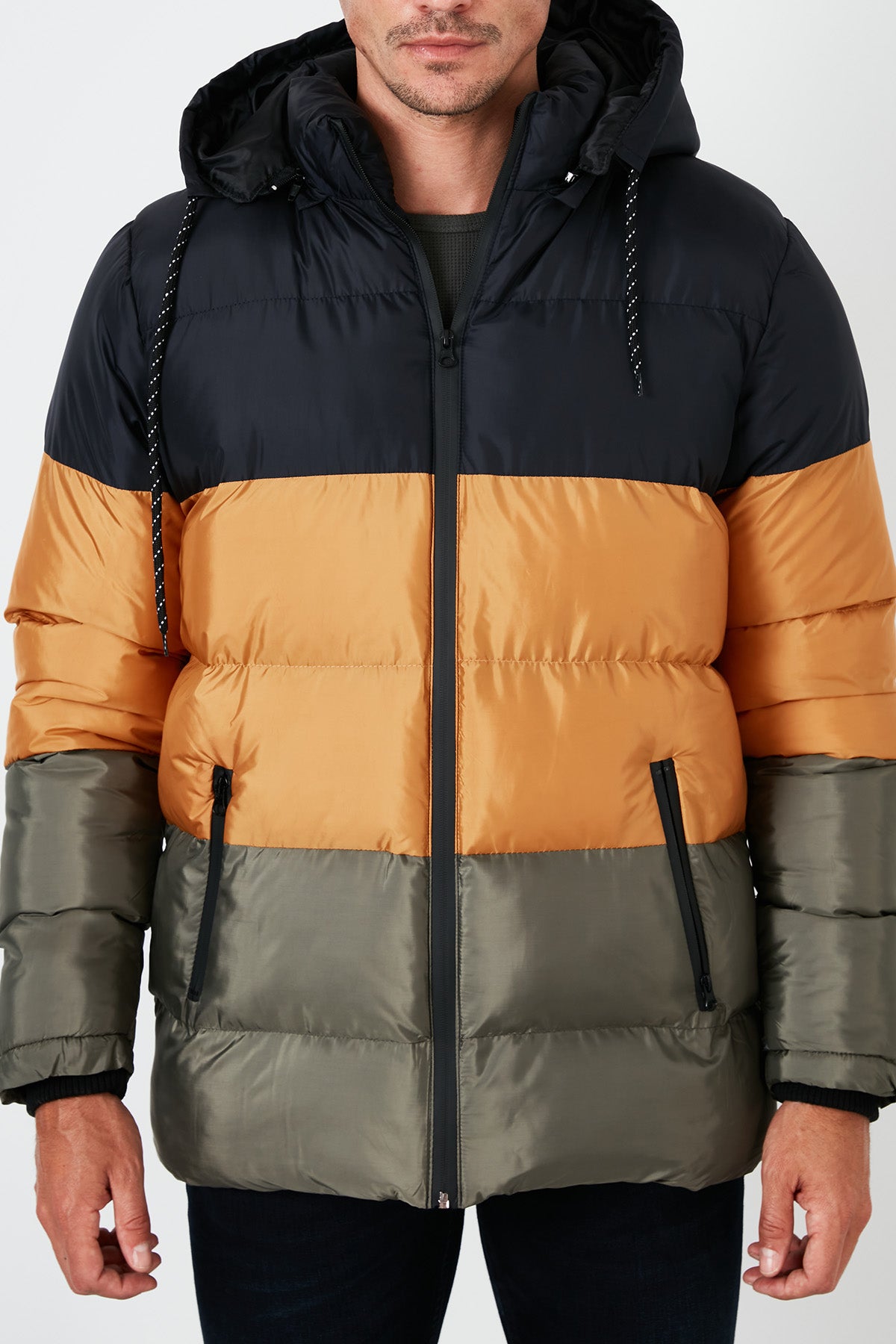 Buratti Slim Fit Çıkarılabilir Kapüşonlu Şişme Erkek Mont 5761090 Lacivert-Taba-Haki